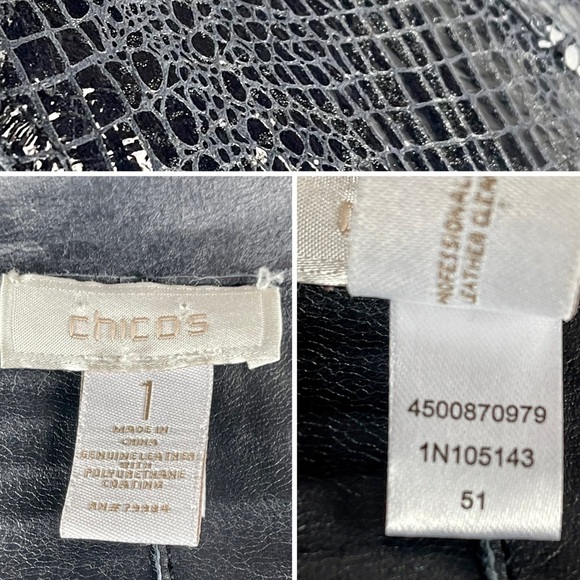 CHICOS KIMBERLY REVERSIBLE STRIKING ANIMAL MIDNIGHT LAVA EMBOSSED LEATHER JACKET - Picture 15 of 16